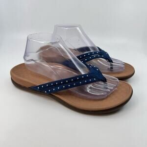 Vionic Tasha Microfiber Women's Sandals US 10 Blue Brown Contoured Footbed Shoes